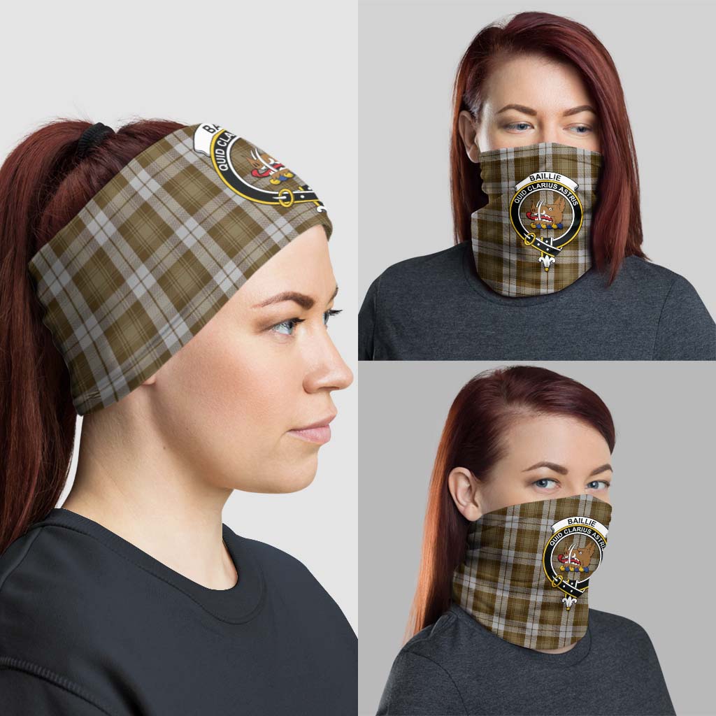 Baillie Dress Tartan Neck Gaiters, Tartan Bandanas, Tartan Head Band with Family Crest