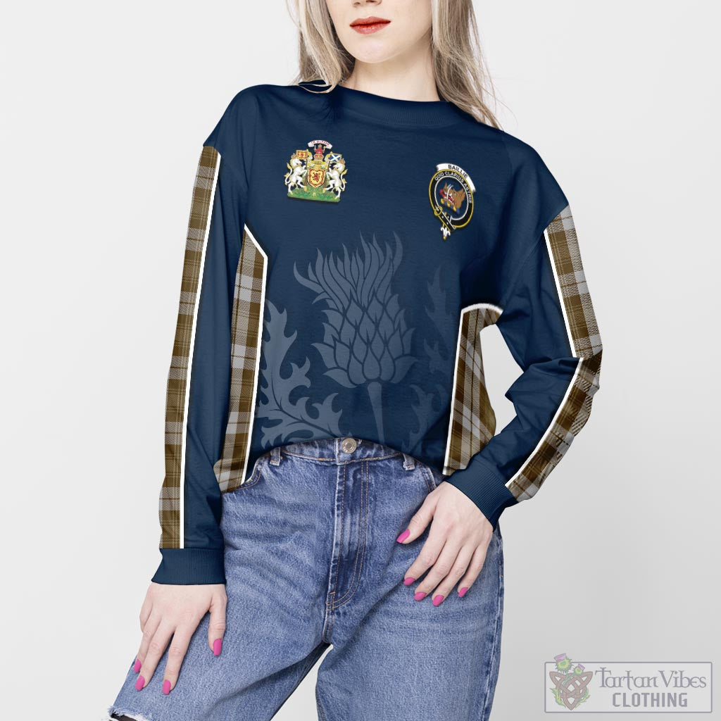 Tartan Vibes Clothing Baillie Dress Tartan Sweatshirt with Family Crest and Scottish Thistle Vibes Sport Style