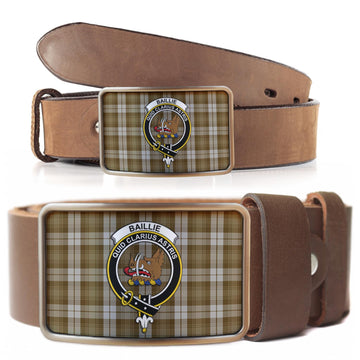 Baillie Dress Tartan Belt Buckles with Family Crest