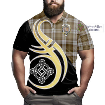 Baillie Dress Tartan Polo Shirt with Family Crest and Celtic Symbol Style
