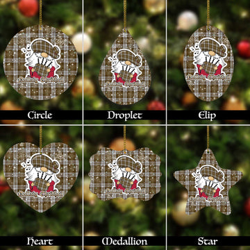 Baillie Dress Tartan Christmas Ornaments with Scottish Gnome Playing Bagpipes