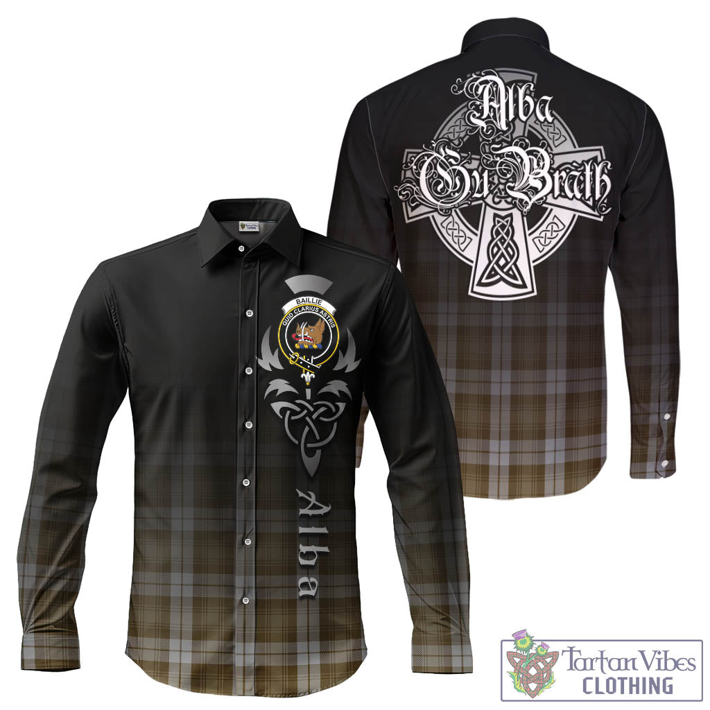 Tartan Vibes Clothing Baillie Dress Tartan Long Sleeve Button Up Featuring Alba Gu Brath Family Crest Celtic Inspired