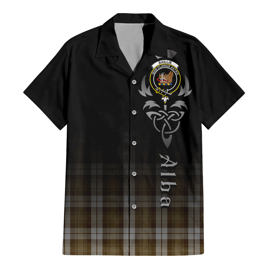 Tartan Vibes Clothing Baillie Dress Tartan Short Sleeve Button Up Featuring Alba Gu Brath Family Crest Celtic Inspired