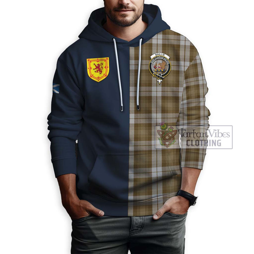 Tartan Vibes Clothing Baillie Dress Tartan Hoodie with Scottish Lion Royal Arm Half Style