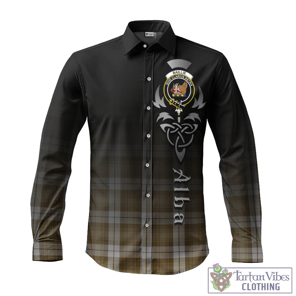 Tartan Vibes Clothing Baillie Dress Tartan Long Sleeve Button Up Featuring Alba Gu Brath Family Crest Celtic Inspired