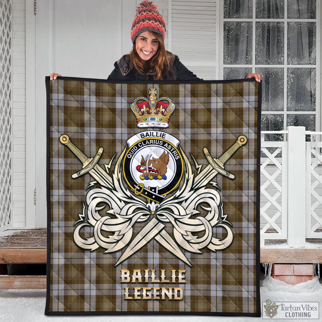 Tartan Vibes Clothing Baillie Dress Tartan Quilt with Clan Crest and the Golden Sword of Courageous Legacy