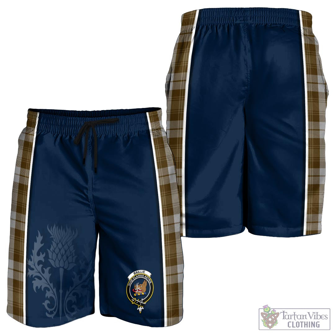 Tartan Vibes Clothing Baillie Dress Tartan Men's Shorts with Family Crest and Scottish Thistle Vibes Sport Style