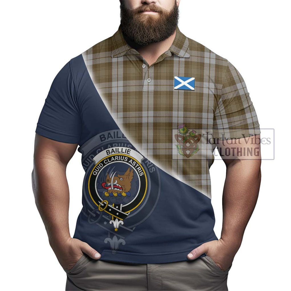 Baillie Dress Tartan Polo Shirt with Personalised National Flag and Family Crest Half Style - Tartanvibesclothing Shop