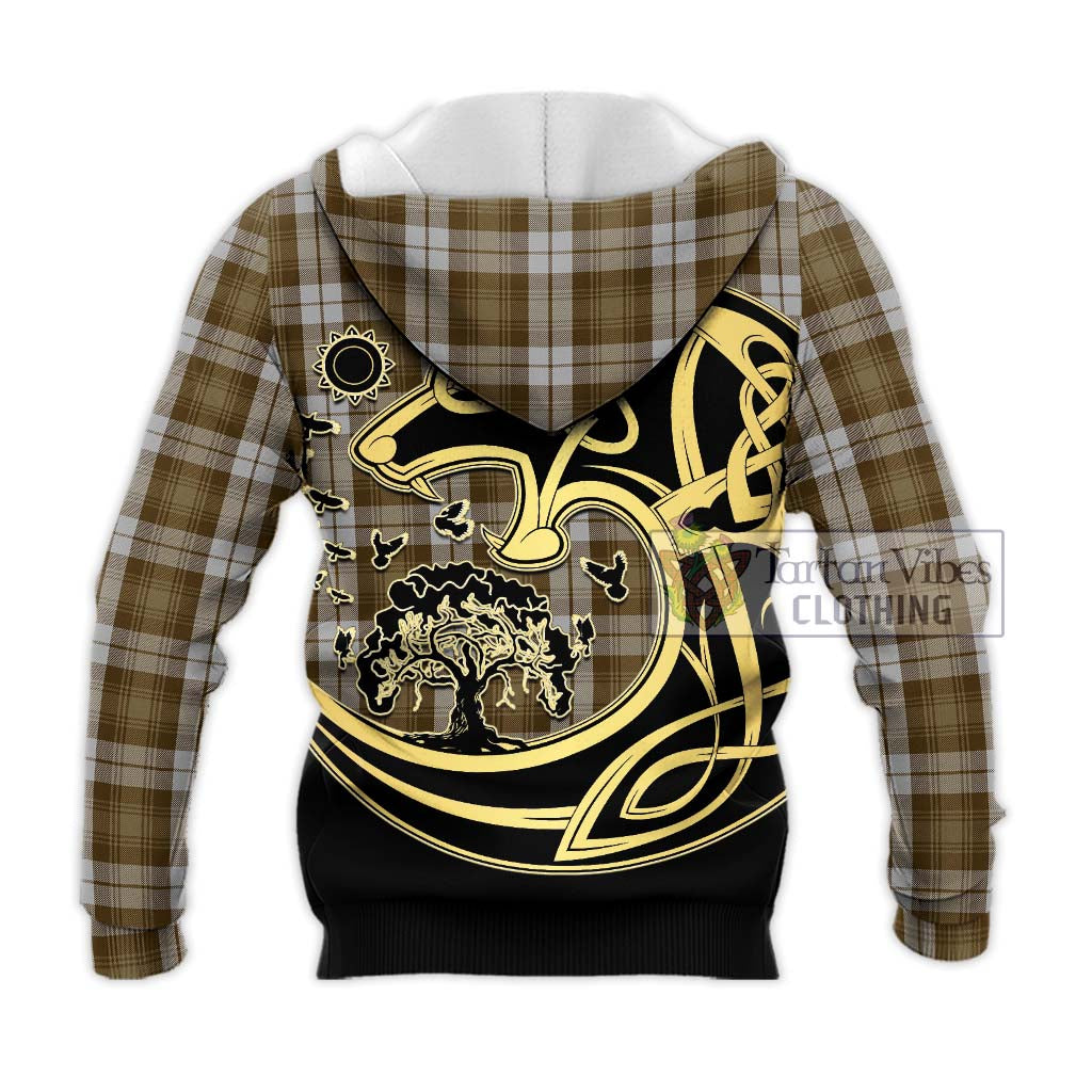 Tartan Vibes Clothing Baillie Dress Tartan Knitted Hoodie with Family Crest Celtic Wolf Style