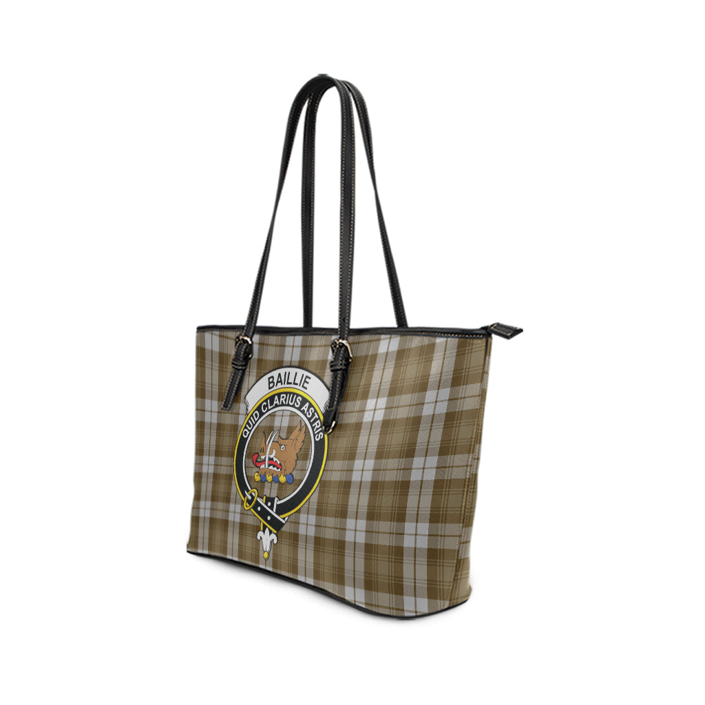 Baillie Dress Tartan Leather Tote Bag with Family Crest - Tartanvibesclothing