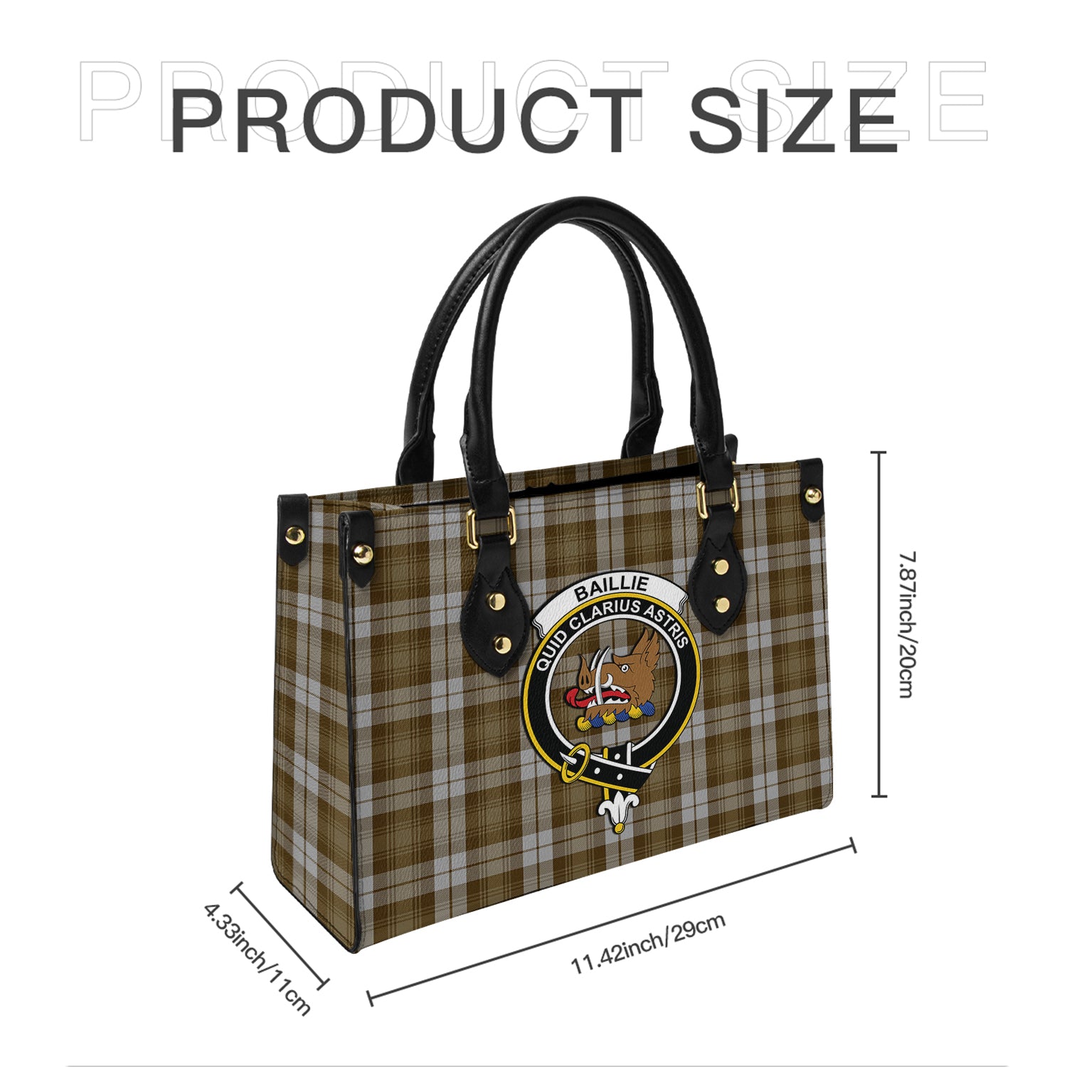 Baillie Dress Tartan Leather Bag with Family Crest - Tartanvibesclothing