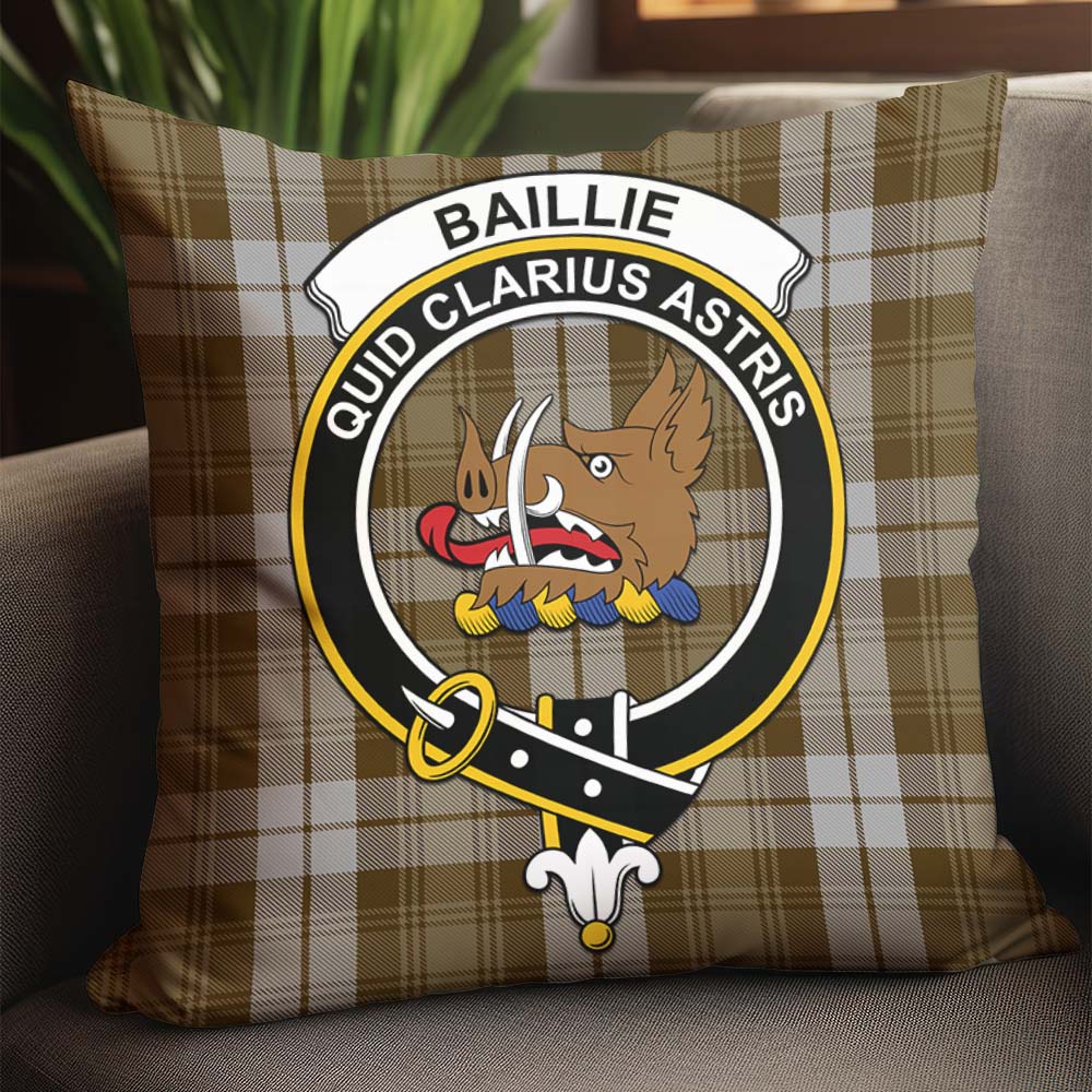 Baillie Dress Tartan Pillow Cover with Family Crest - Tartanvibesclothing