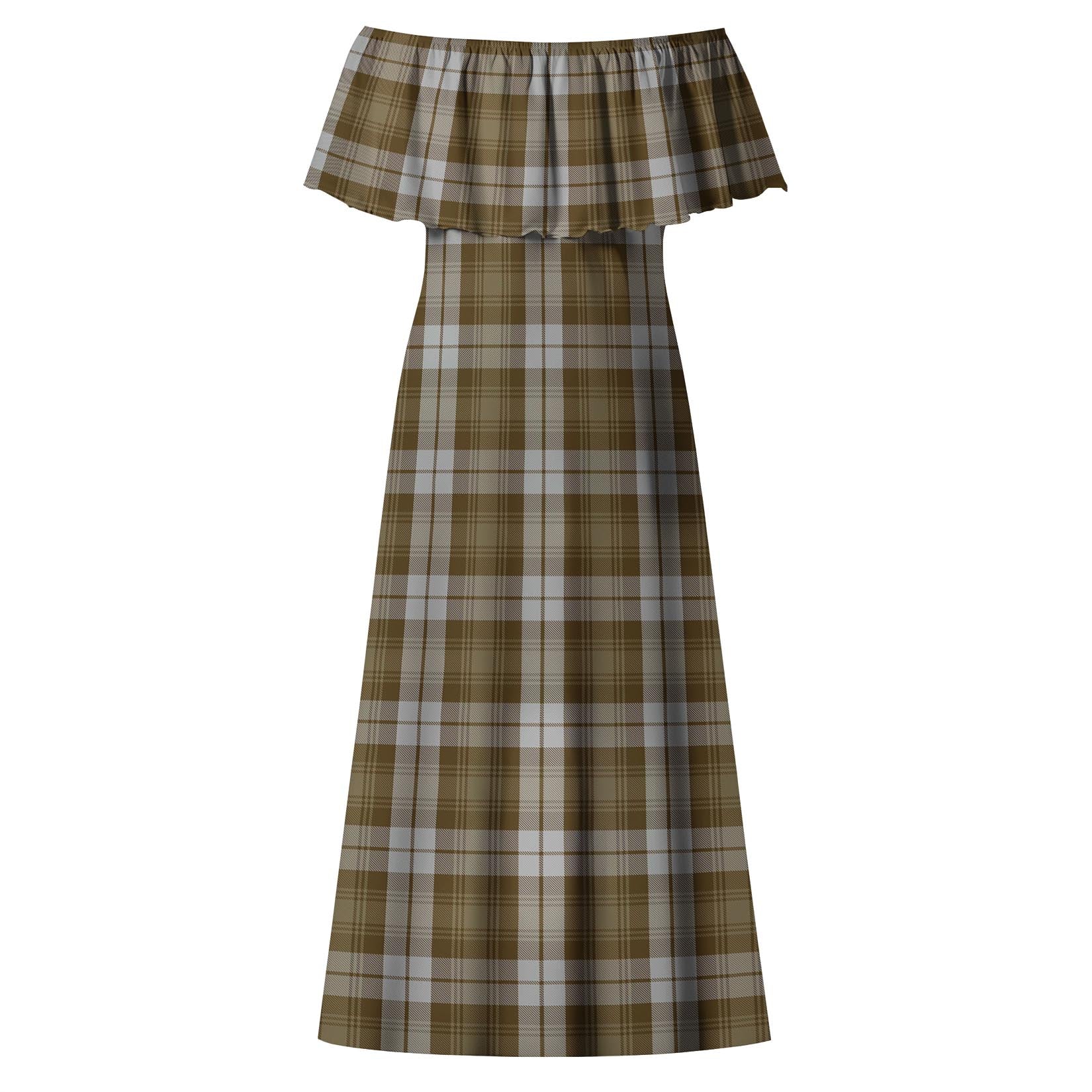 Baillie Dress Tartan Off Shoulder Long Dress - Tartanvibesclothing