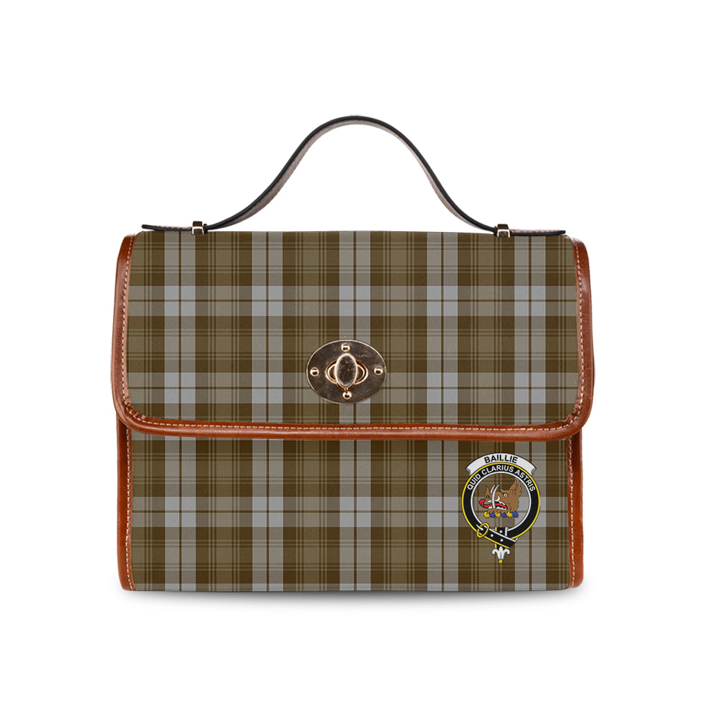 Baillie Dress Tartan Leather Strap Waterproof Canvas Bag with Family Crest - Tartanvibesclothing