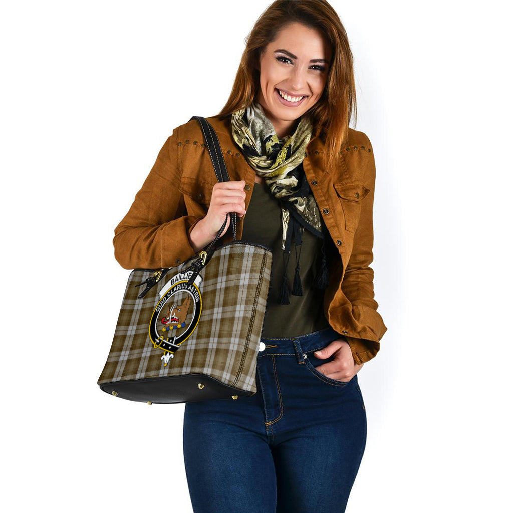 Baillie Dress Tartan Leather Tote Bag with Family Crest - Tartanvibesclothing