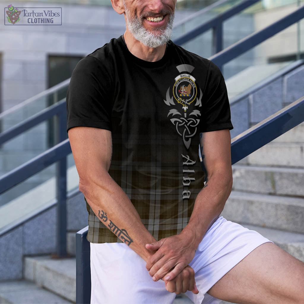 Tartan Vibes Clothing Baillie Dress Tartan T-Shirt Featuring Alba Gu Brath Family Crest Celtic Inspired