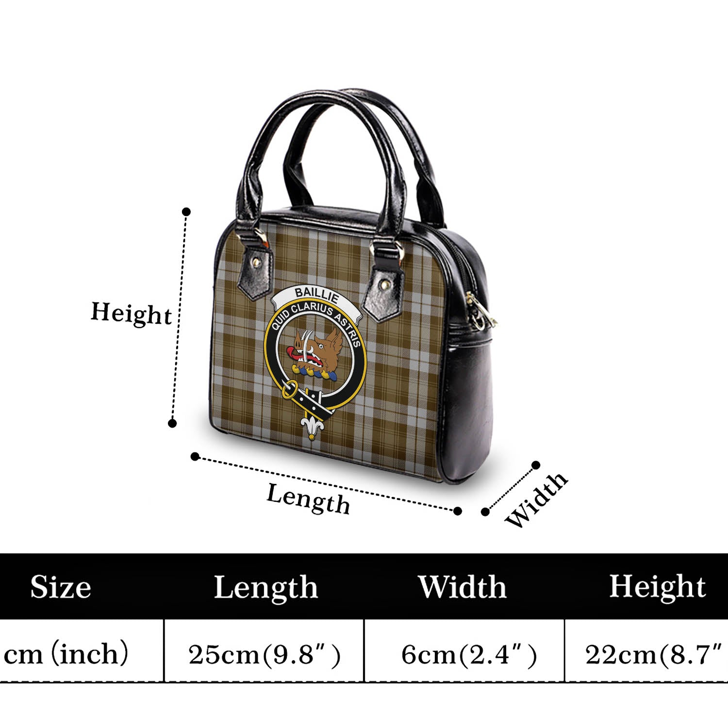 Baillie Dress Tartan Shoulder Handbags with Family Crest - Tartanvibesclothing