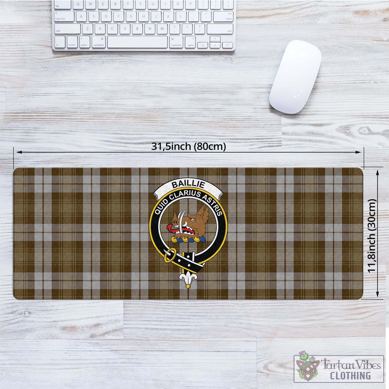 Tartan Vibes Clothing Baillie Dress Tartan Mouse Pad with Family Crest