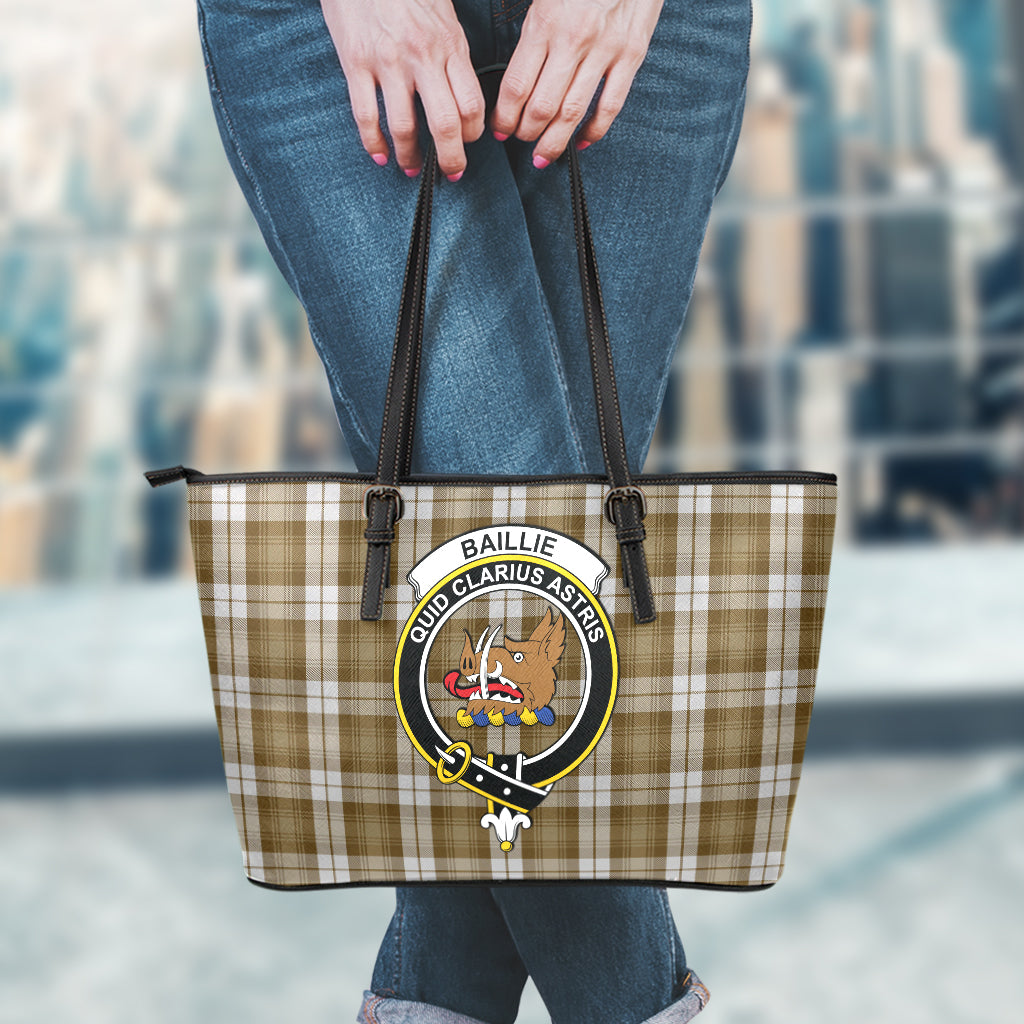 Baillie Dress Tartan Leather Tote Bag with Family Crest - Tartanvibesclothing