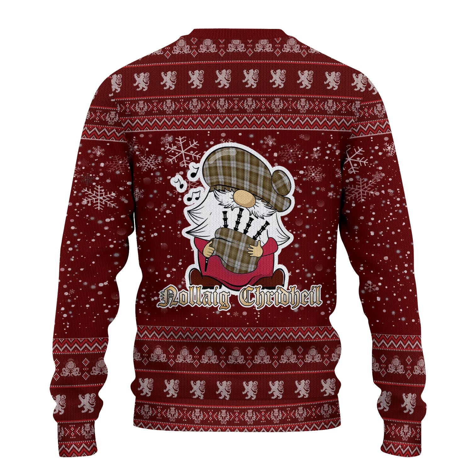 Baillie Dress Clan Christmas Family Knitted Sweater with Funny Gnome Playing Bagpipes - Tartanvibesclothing