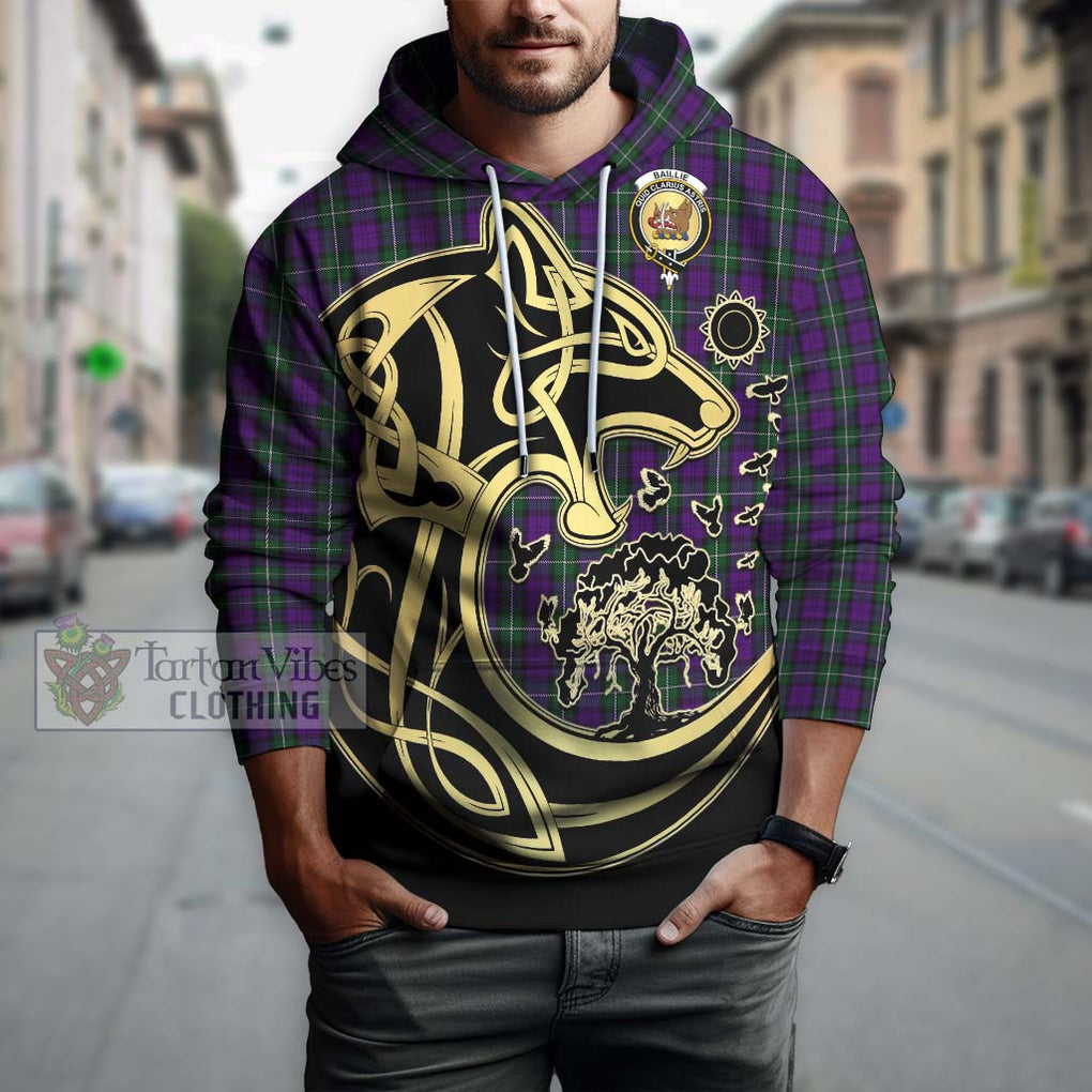 Baillie Highland Society Tartan Hoodie with Family Crest Celtic Wolf Style Zip Hoodie - Tartan Vibes Clothing