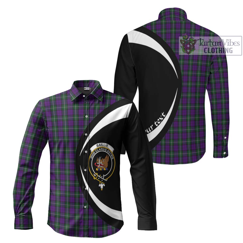 Tartan Vibes Clothing Baillie Highland Society Tartan Long Sleeve Button Up with Family Crest Circle Style