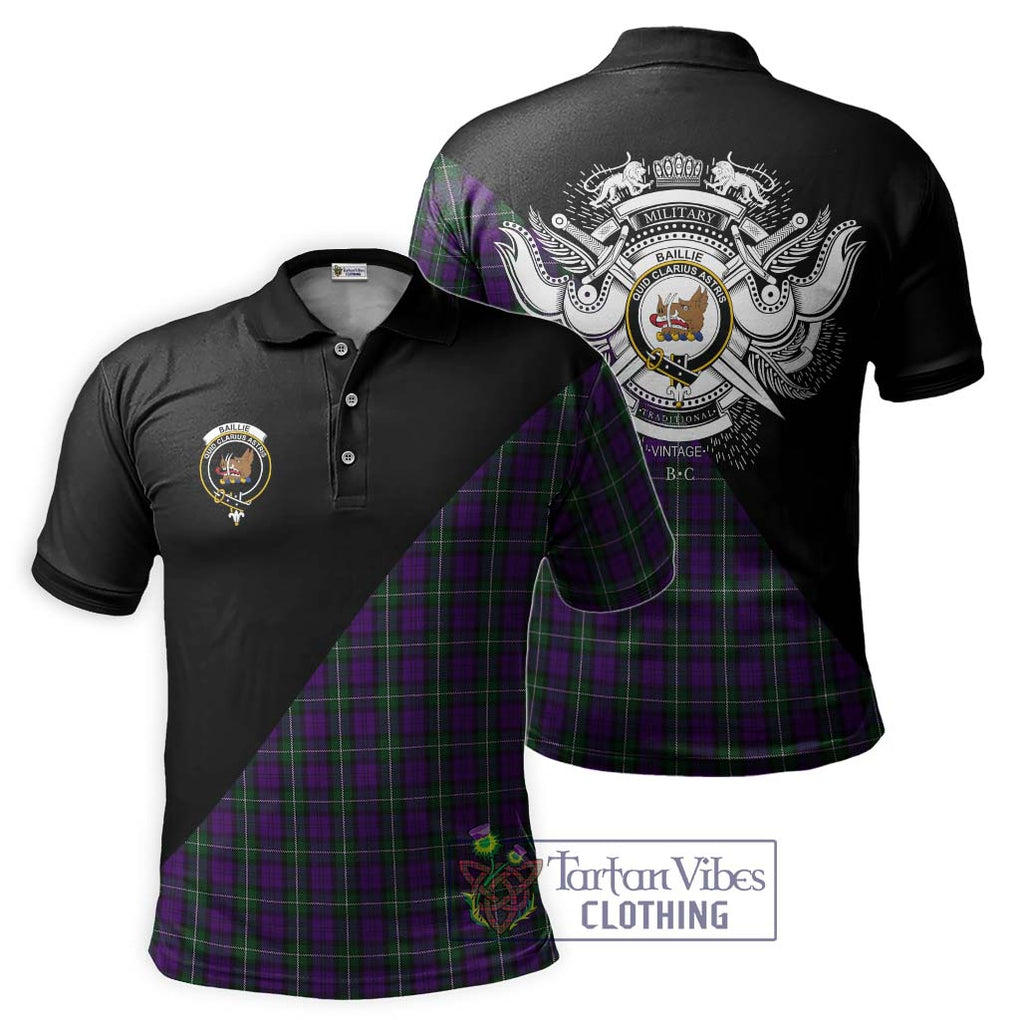 Baillie Highland Society Tartan Polo Shirt with Family Crest and Military Logo Style Kid - Tartanvibesclothing Shop