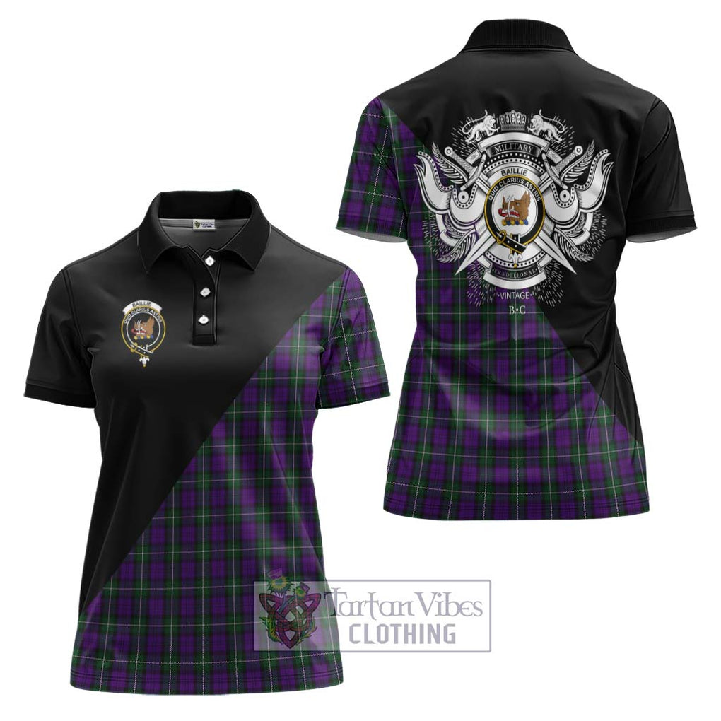 Baillie Highland Society Tartan Women's Polo Shirt with Family Crest and Military Logo Style Women - Tartanvibesclothing Shop