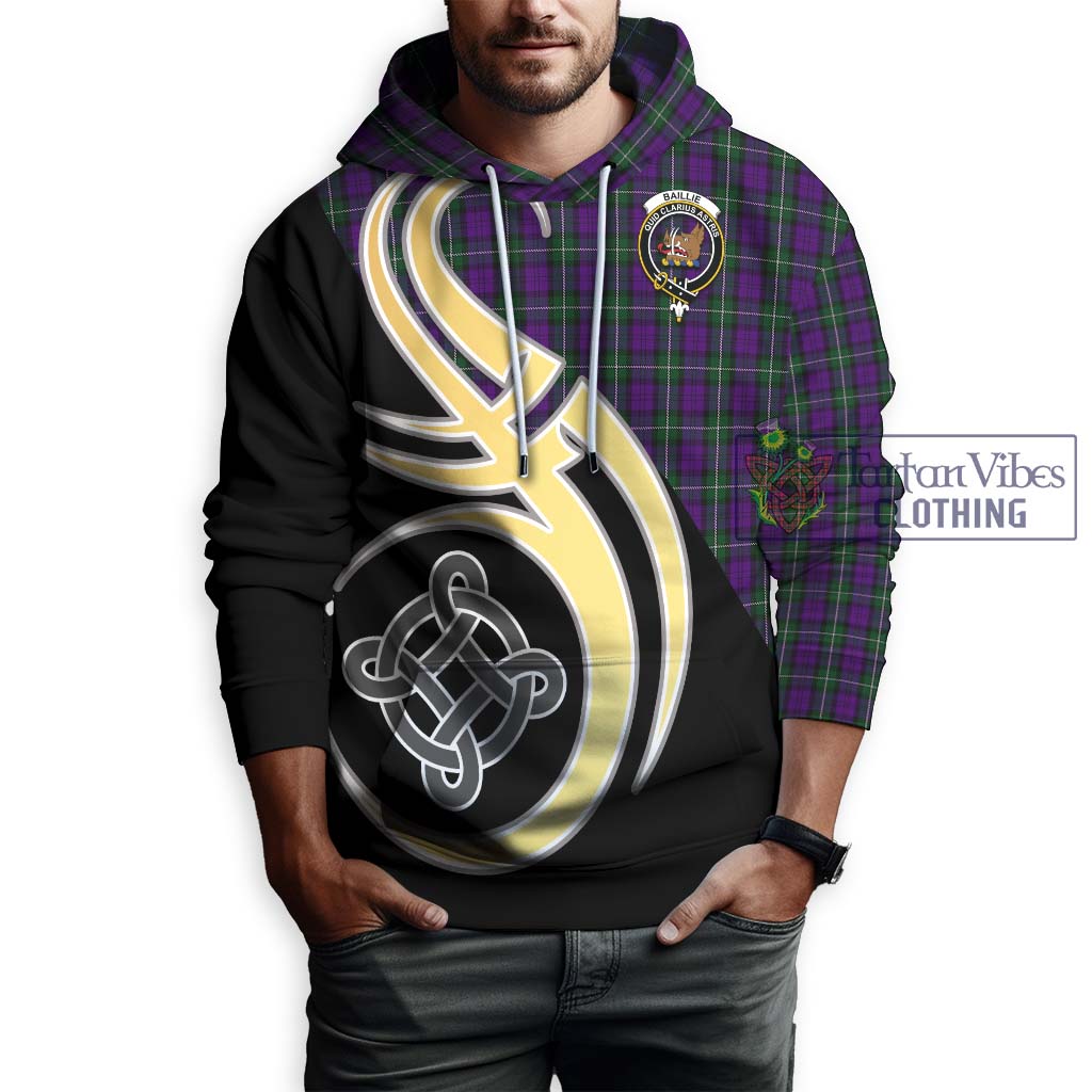 Baillie Highland Society Tartan Hoodie with Family Crest and Celtic Symbol Style Zip Hoodie - Tartan Vibes Clothing