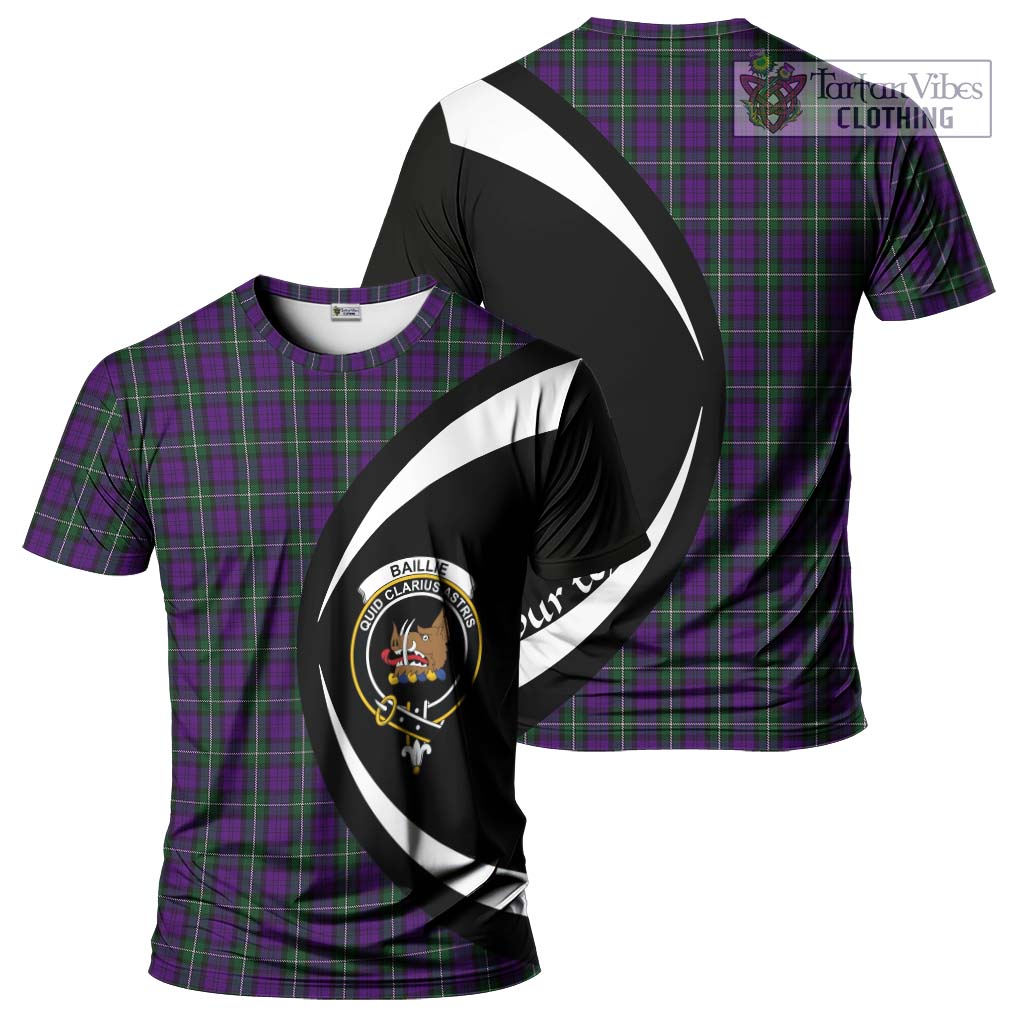 Tartan Vibes Clothing Baillie Highland Society Tartan T-Shirt with Family Crest Circle Style