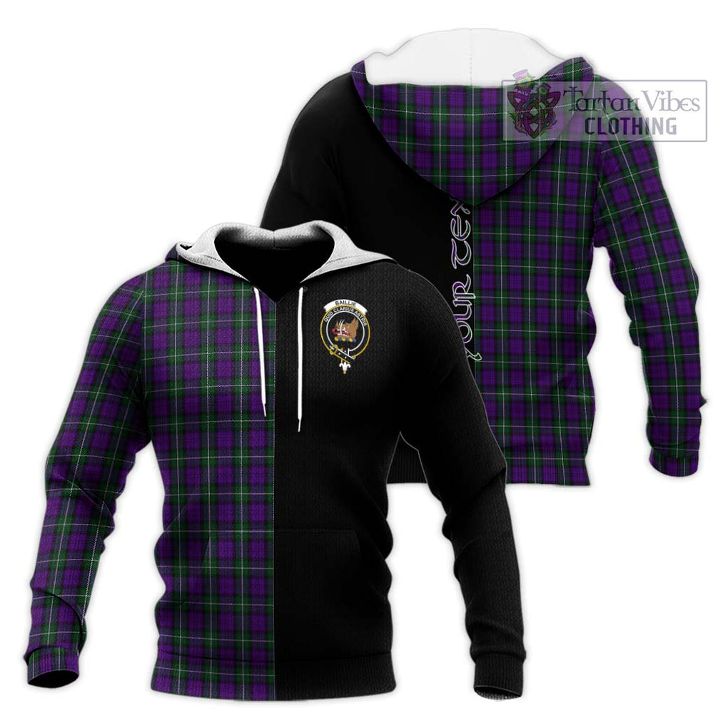 Baillie Highland Society Tartan Knitted Hoodie with Family Crest and Half Of Me Style Unisex Knitted Pullover Hoodie - Tartanvibesclothing Shop