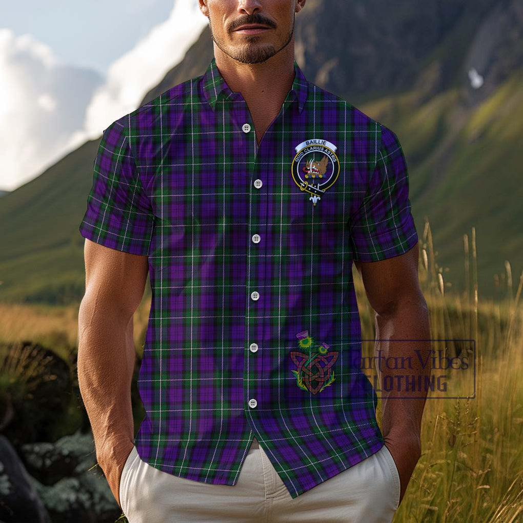 Baillie Highland Society Tartan Cotton Hawaiian Shirt with Family Crest Adult - Tartan Vibes Clothing