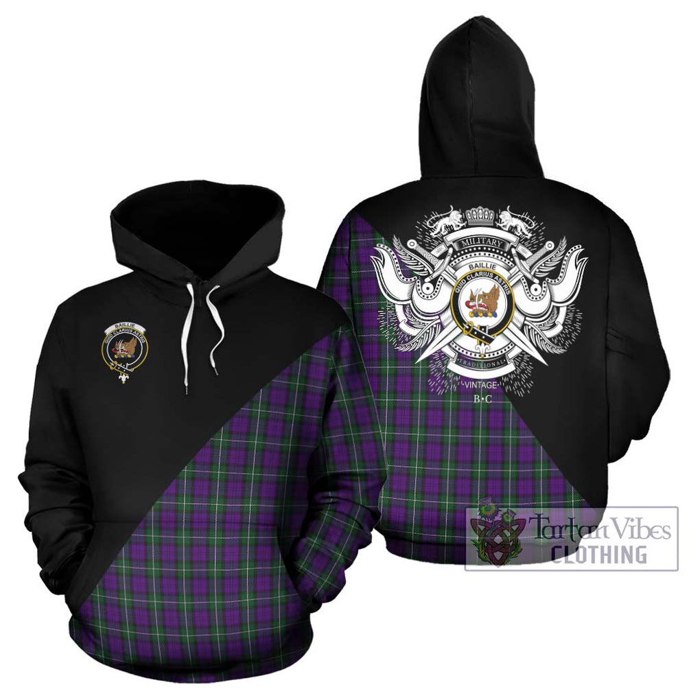 Baillie Highland Society Tartan Hoodie with Family Crest and Military Logo Style Zip Hoodie - Tartanvibesclothing Shop