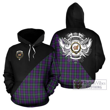 Baillie Highland Society Tartan Hoodie with Family Crest and Military Logo Style