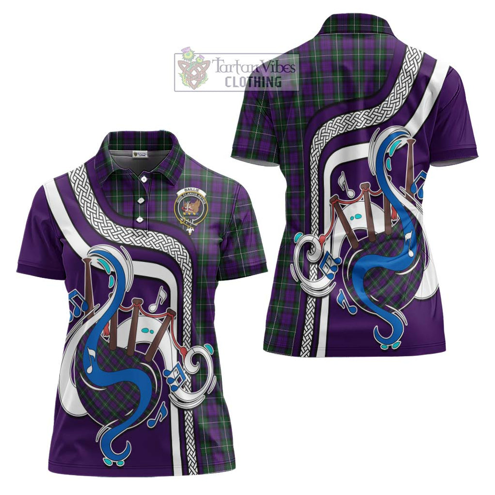 Baillie Highland Society Tartan Women's Polo Shirt with Epic Bagpipe Style Women - Tartanvibesclothing Shop