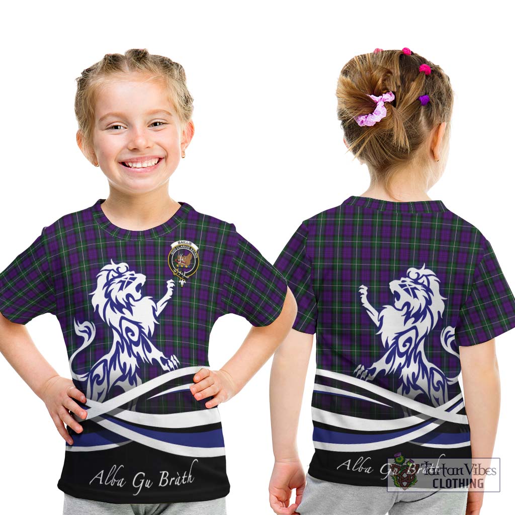 Tartan Vibes Clothing Baillie Highland Society Tartan Kid T-Shirt with Alba Gu Brath Regal Lion Emblem