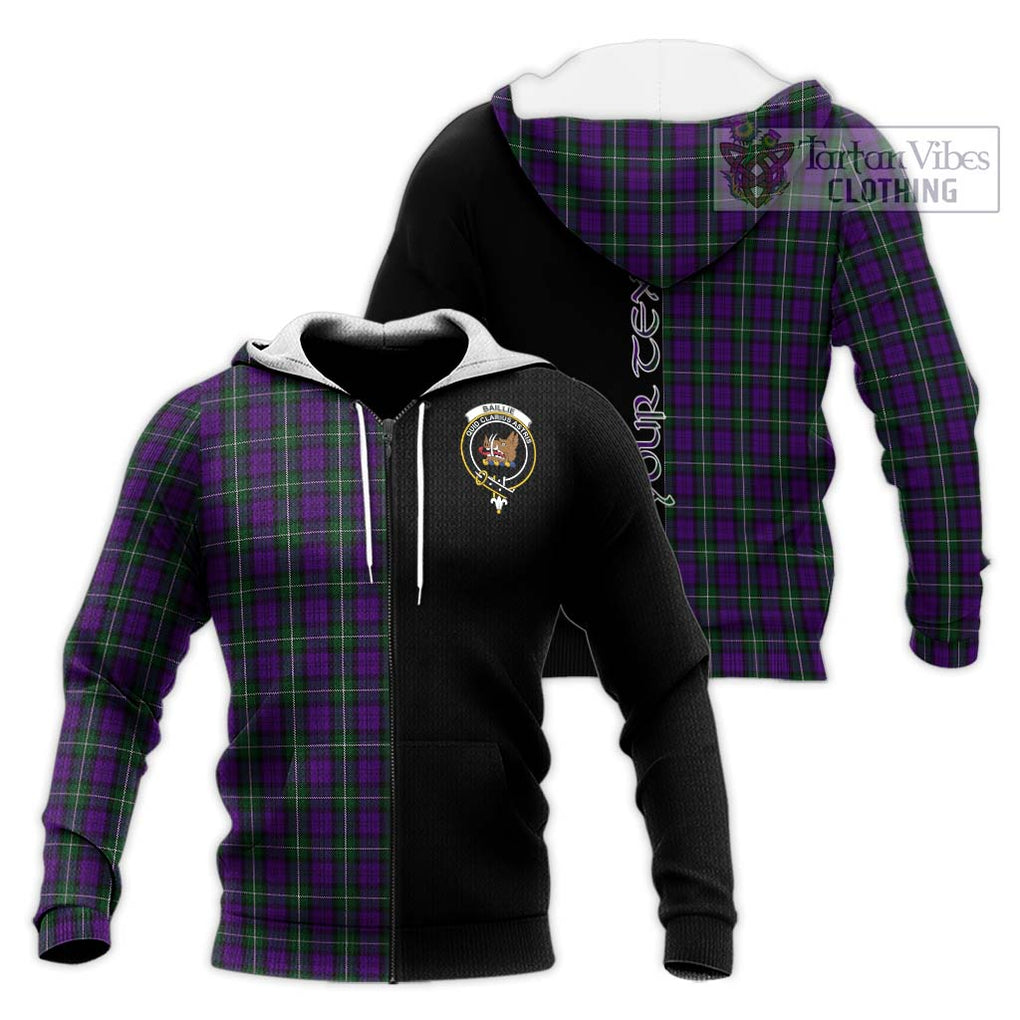 Baillie Highland Society Tartan Knitted Hoodie with Family Crest and Half Of Me Style Unisex Knitted Zip Hoodie - Tartanvibesclothing Shop