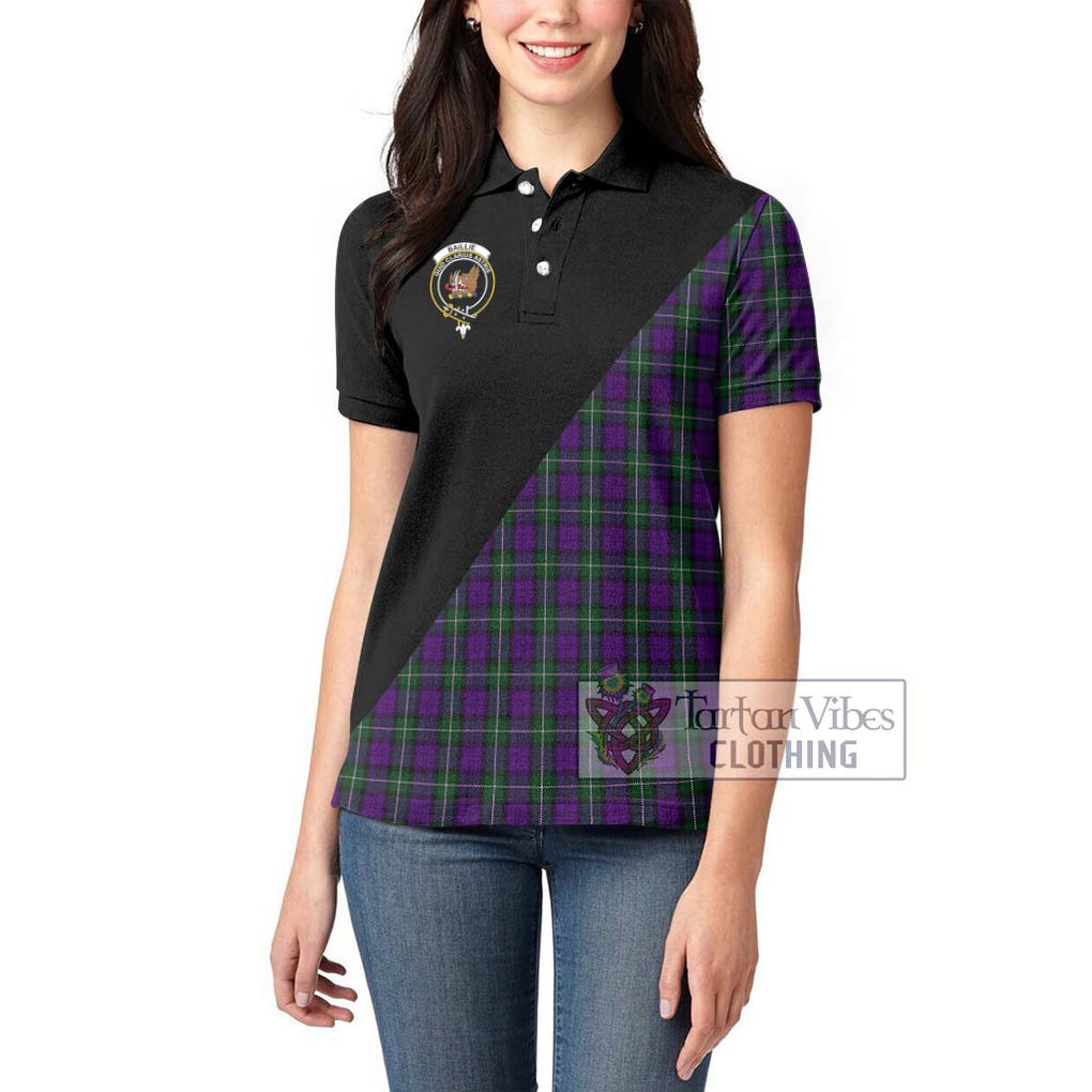 Baillie Highland Society Tartan Women's Polo Shirt with Family Crest and Military Logo Style - Tartanvibesclothing Shop