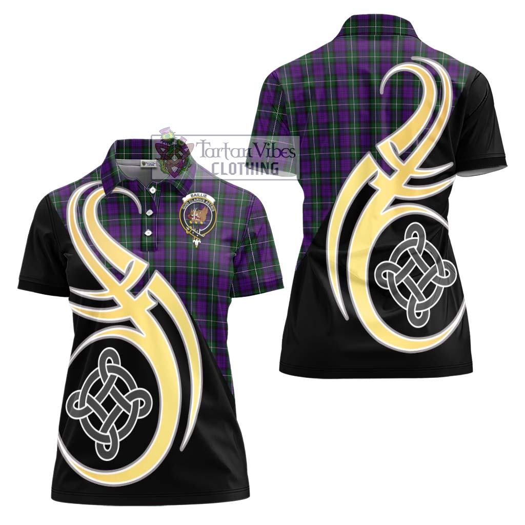 Baillie Highland Society Tartan Women's Polo Shirt with Family Crest and Celtic Symbol Style - Tartan Vibes Clothing