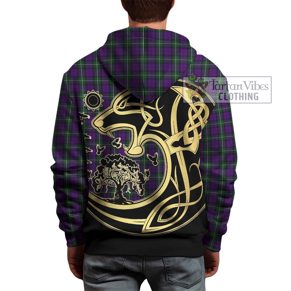 Baillie Highland Society Tartan Hoodie with Family Crest Celtic Wolf Style - Tartan Vibes Clothing