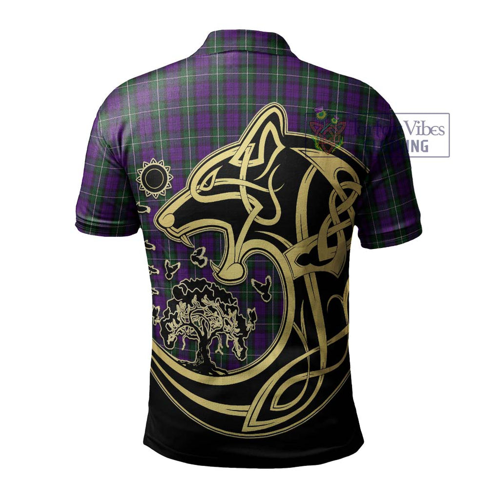 Baillie Highland Society Tartan Polo Shirt with Family Crest Celtic Wolf Style - Tartanvibesclothing Shop