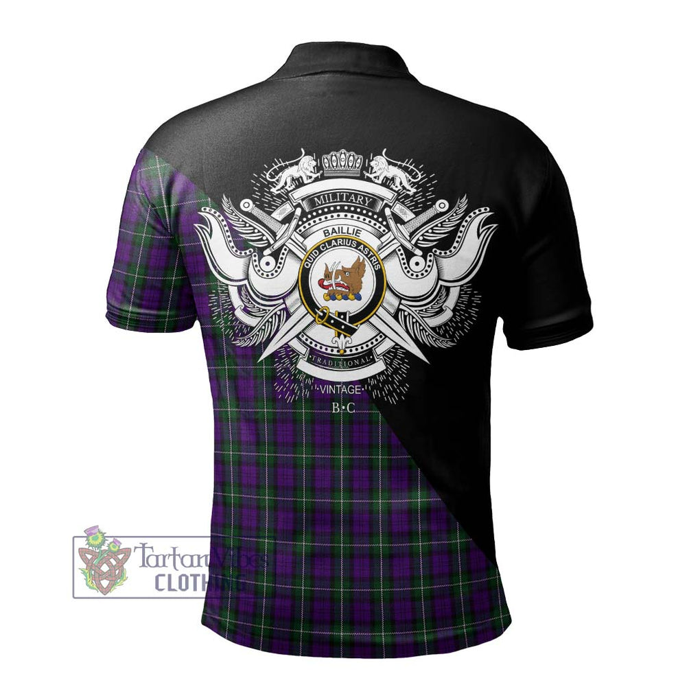 Baillie Highland Society Tartan Polo Shirt with Family Crest and Military Logo Style - Tartanvibesclothing Shop