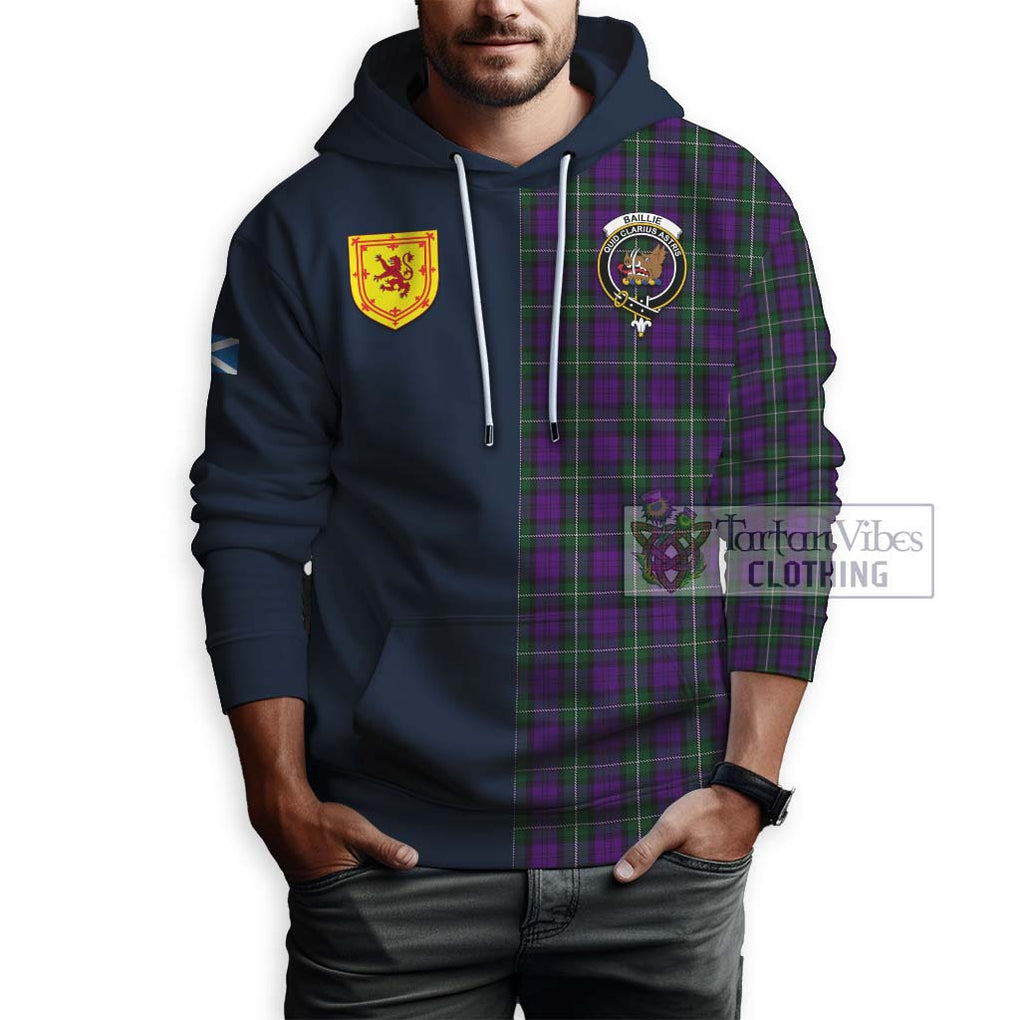 Tartan Vibes Clothing Baillie Highland Society Tartan Hoodie with Scottish Lion Royal Arm Half Style