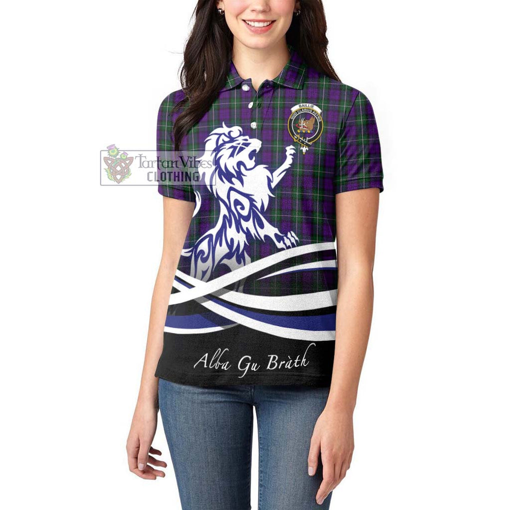 Baillie Highland Society Tartan Women's Polo Shirt with Alba Gu Brath Regal Lion Emblem - Tartanvibesclothing Shop