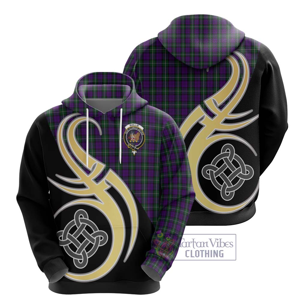 Baillie Highland Society Tartan Hoodie with Family Crest and Celtic Symbol Style - Tartan Vibes Clothing