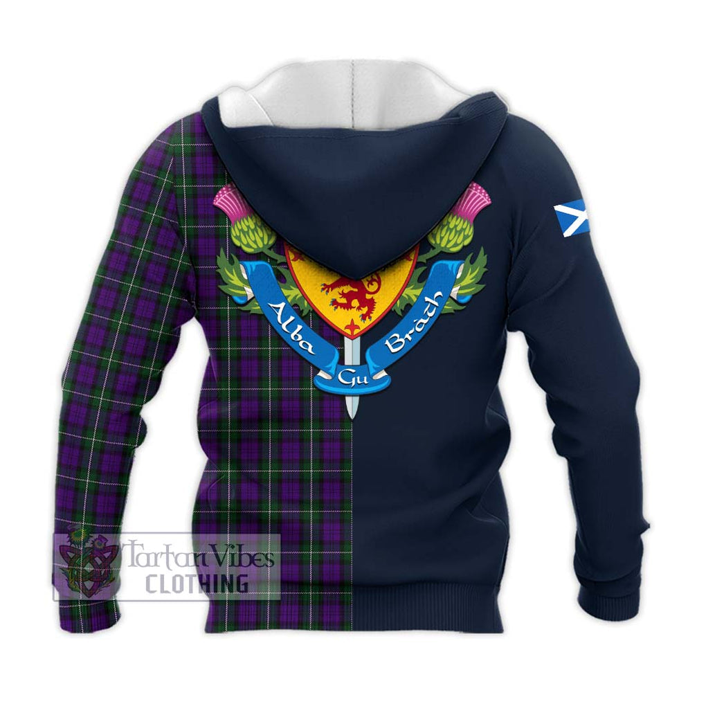 Tartan Vibes Clothing Baillie Highland Society Tartan Knitted Hoodie with Scottish Lion Royal Arm Half Style