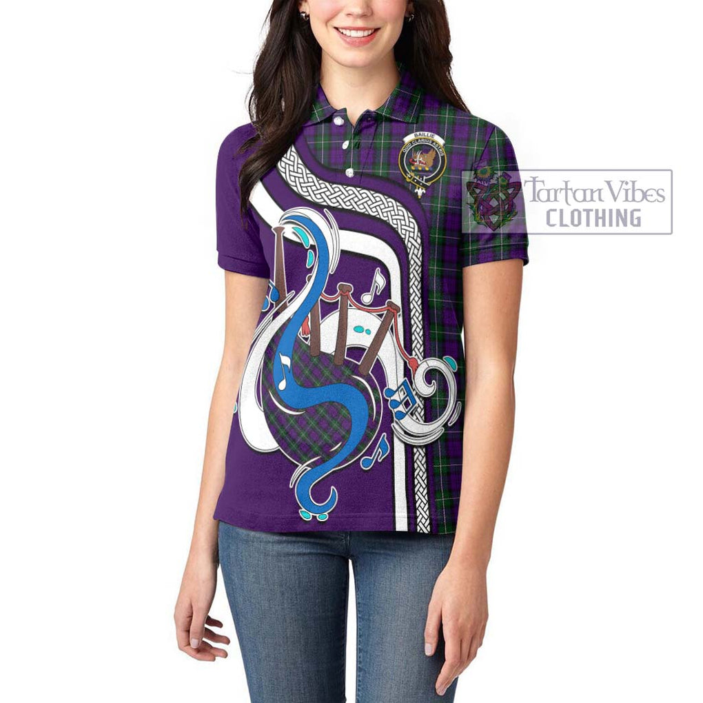 Baillie Highland Society Tartan Women's Polo Shirt with Epic Bagpipe Style - Tartanvibesclothing Shop