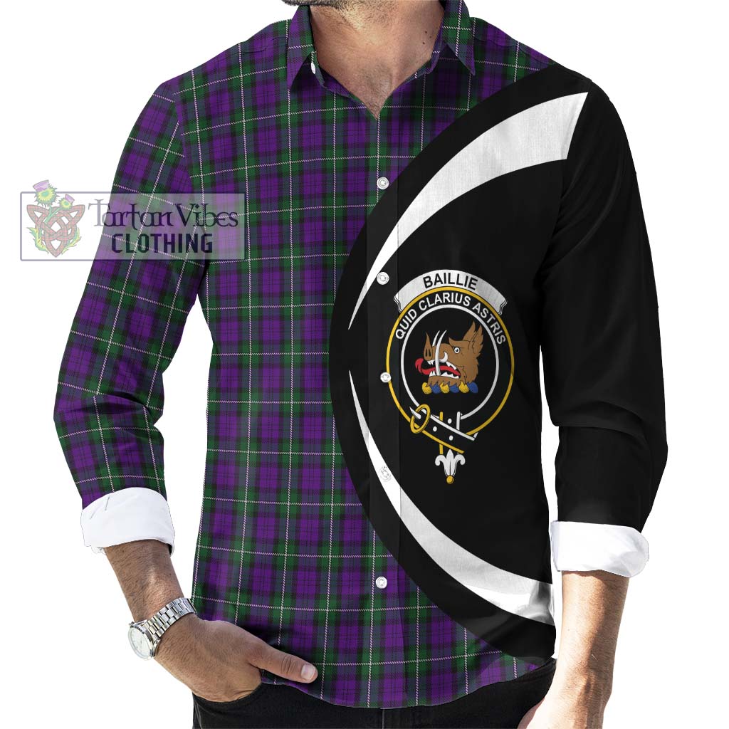 Tartan Vibes Clothing Baillie Highland Society Tartan Long Sleeve Button Up with Family Crest Circle Style