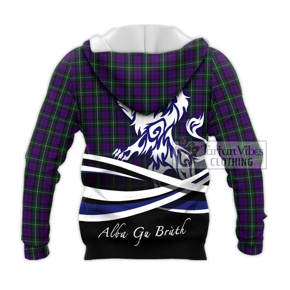 Baillie Highland Society Tartan Knitted Hoodie with Alba Gu Brath Regal Lion Emblem - Tartanvibesclothing Shop