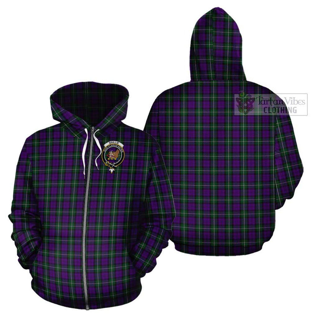 Baillie Highland Society Tartan Cotton Hoodie with Family Crest Zip Hoodie - Tartan Vibes Clothing